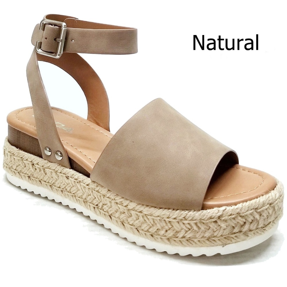 Soda Natural Platform Espadrilles Flatform Sandals - Picture 1 of 4